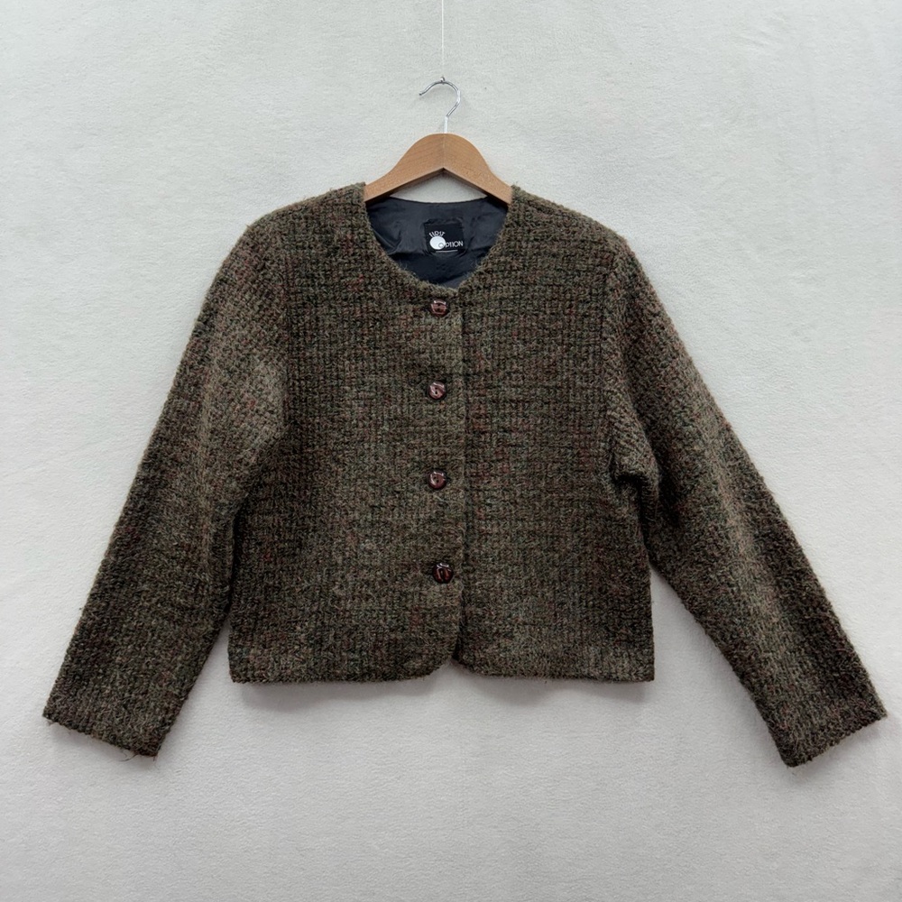 Vintage First Option Women’s Medium Brown Button Front Lined Jacket